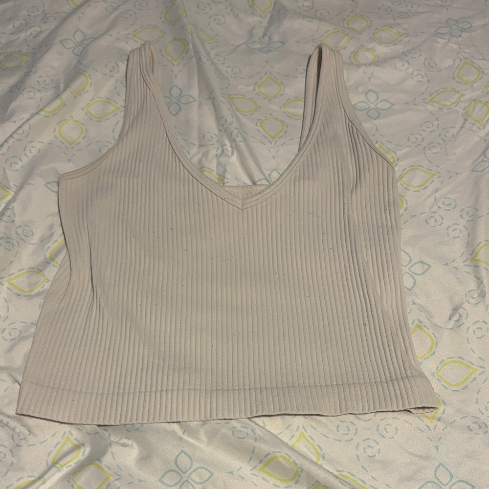 Aura Cream Ribbed Tank Top